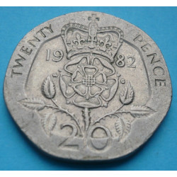 Anglie 20 pence Elizabeth II. 1982 - Ni