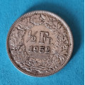 Švýcarsko - 1/2 frank 1952 B - Ag