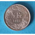 Švýcarsko - 1/2 frank 1958 B - Ag