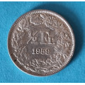 Švýcarsko - 1/2 frank 1959 B - Ag