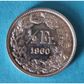 Švýcarsko - 1/2 frank 1960 B - Ag