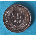 Švýcarsko - 1/2 frank 1968 B - Ag