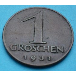 Rakousko 1 groschen 1931 - Cu - vzácný - R