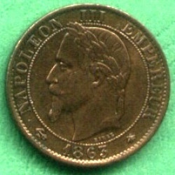 Francie - 5 (Cinq) Centimes 1863 A - Napoleon III. - Cu