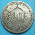 Švýcarsko 20 rappen 1850 BB - billon