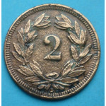 Švýcarsko 2 rappen 1893 B - bronz