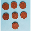 1 (one) cent Lincoln  - každý jiný - 7 ks Cu