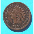 USA - 1 ( one ) cent 1891 indián - Indian Head