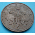 Anglie 2 new pence Elizabeth II. 1977 - Cu