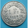 Švýcarsko - 1 frank 1969 B - CuNi